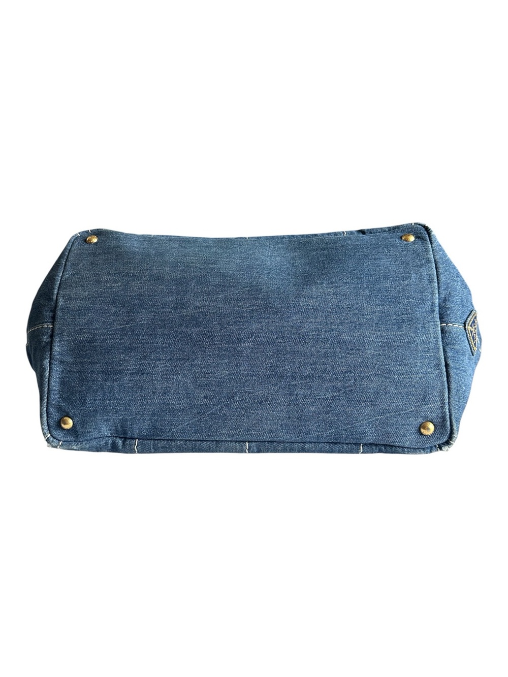 Authentic Prada Canapa Large GM Denim Travel Tote Weekender Bag Blue Italy - Picture 8 of 16